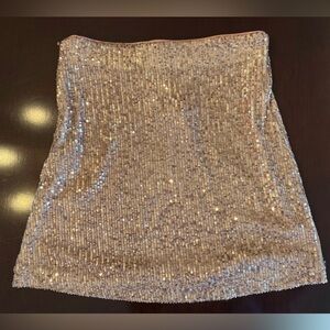 1. State Sequin Mini Skirt - Rose Gold